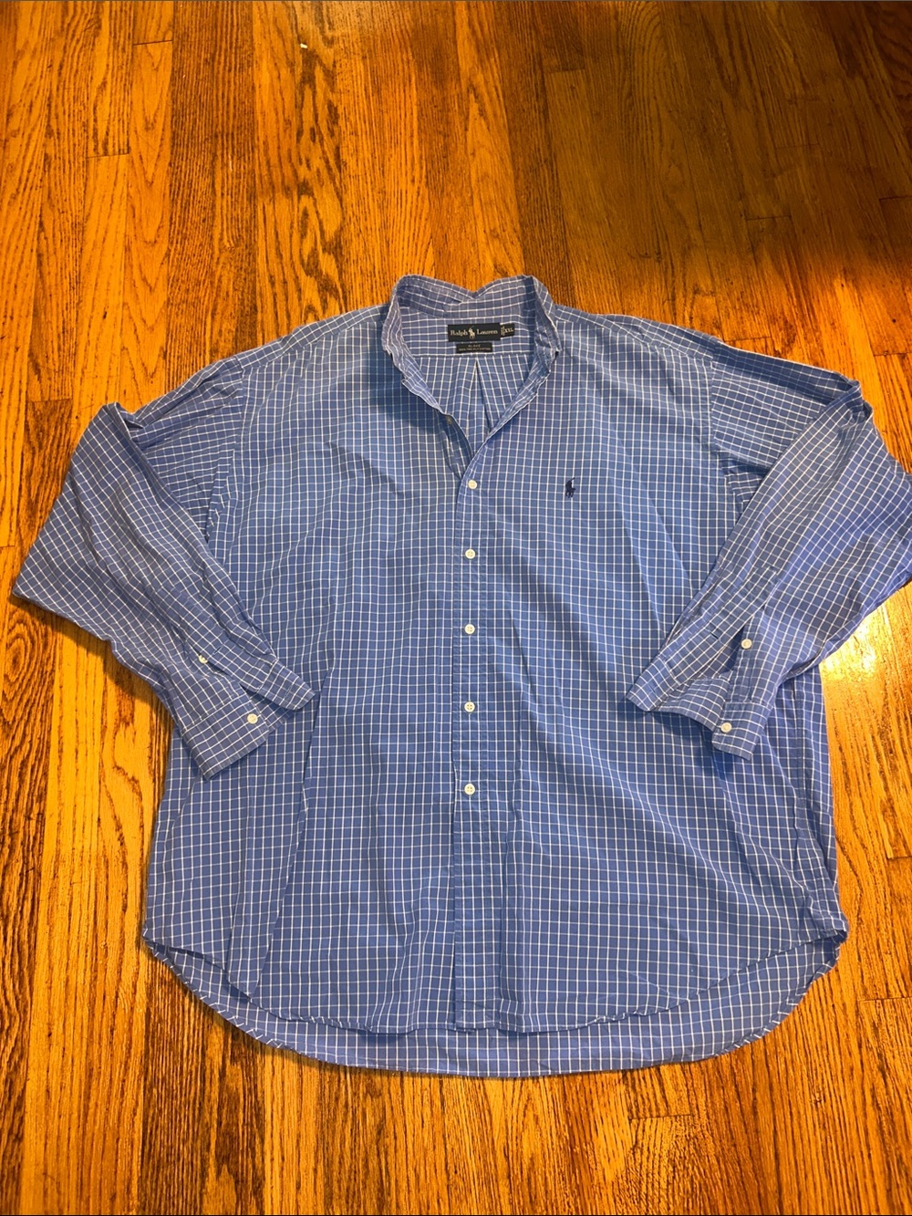 Ralph Lauren Blue Windowpane Button-Down Shirt